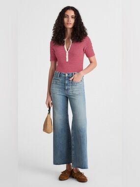 EUC! Madewell Flared Wide-Leg
Crop Jeans Shalimar Wash